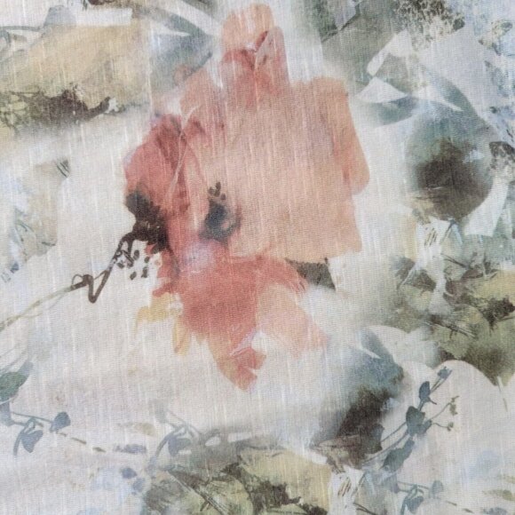 Chicos High Low Top Size 1 M 8 Floral Accordian Pleats Woven Back Oversized - Picture 5 of 13